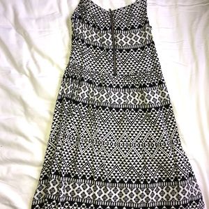 Black and white Aztec dress with the zipper front